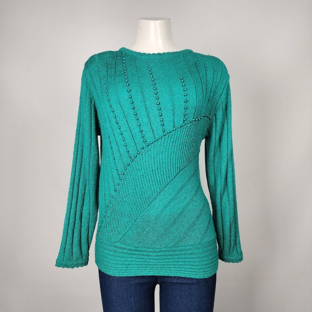 Green knit Beaded Sweater